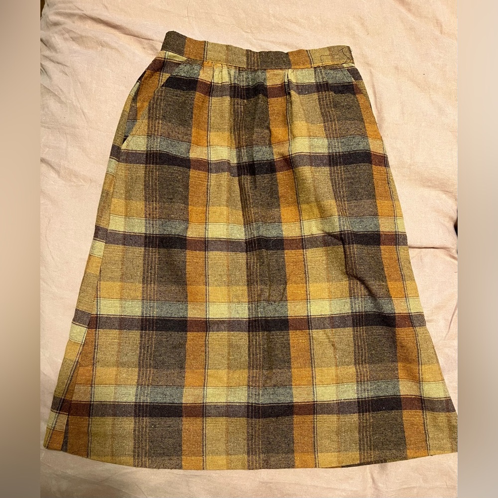 Vintage 60s-70s librarian gingham plaid skirt
